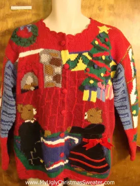 80s Teddy Bear Family Tacky Christmas Sweater