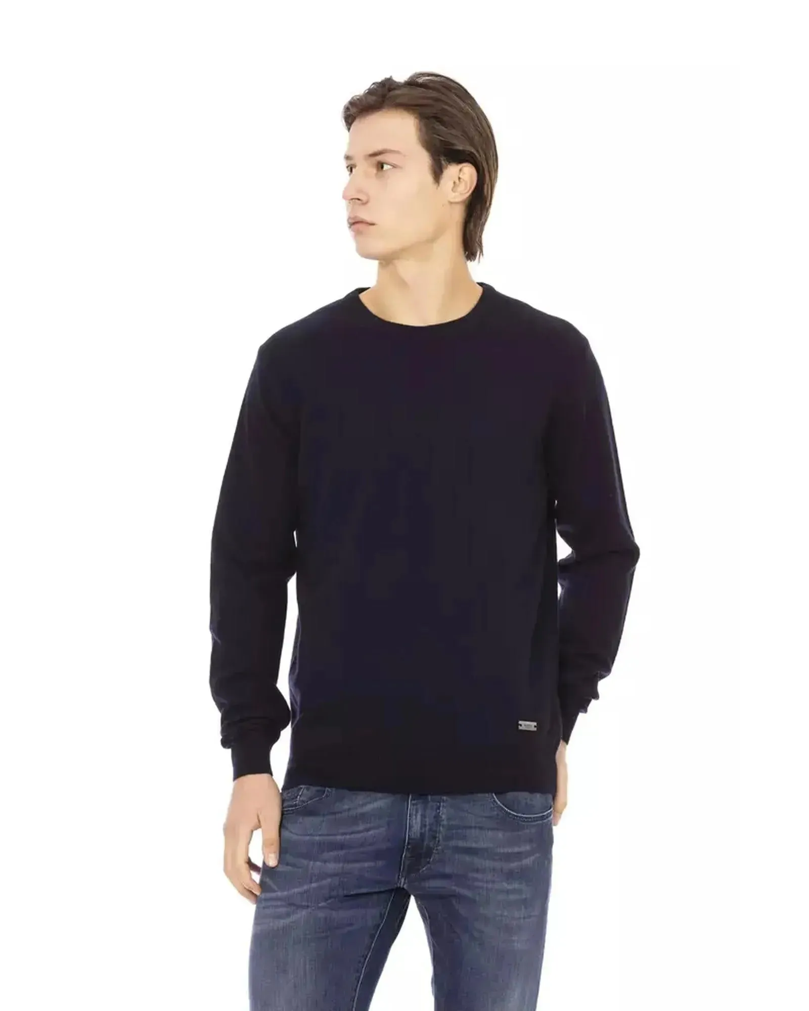 Baldinini Crewneck Sweater with Metal Monogram S Men