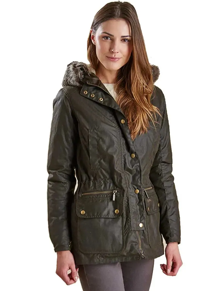 BARBOUR Kelsall Wax Jacket - Ladies Parka - Olive