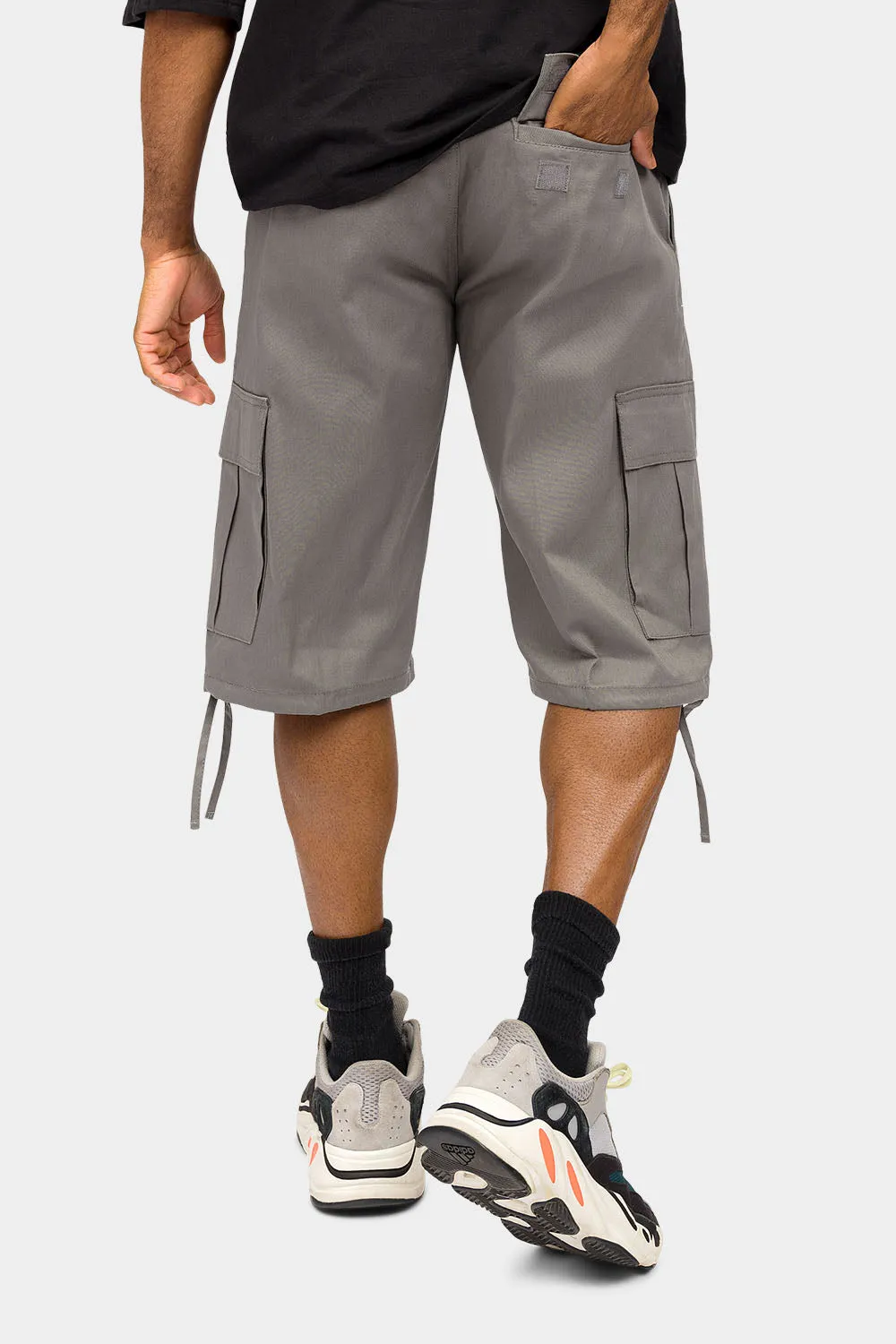 Belted Solid Cargo Shorts