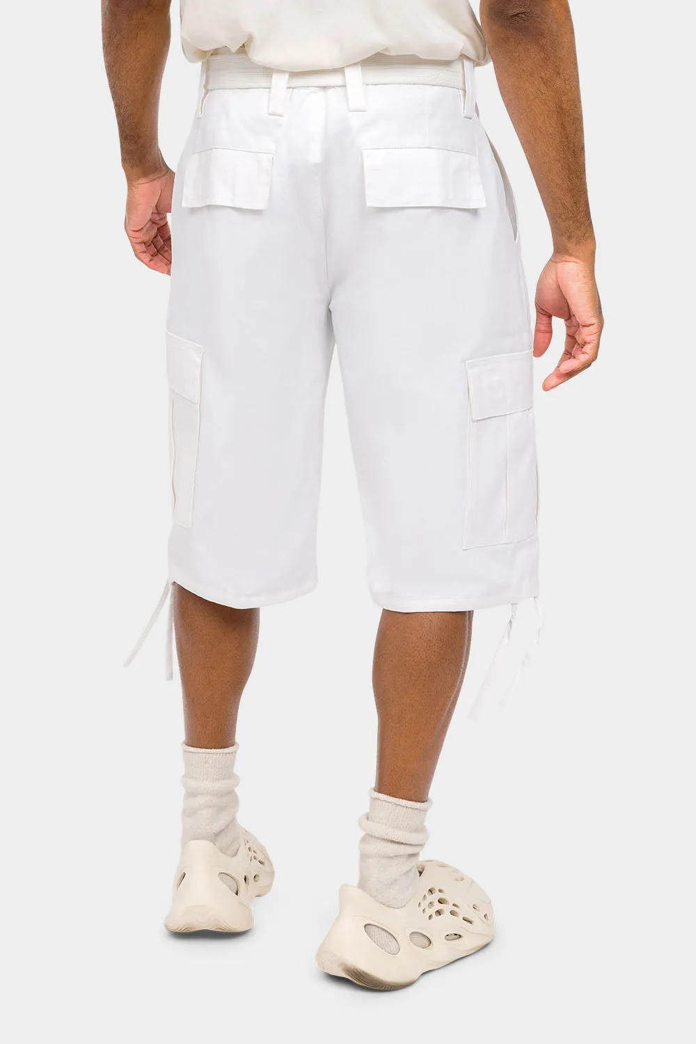 Belted Solid Cargo Shorts