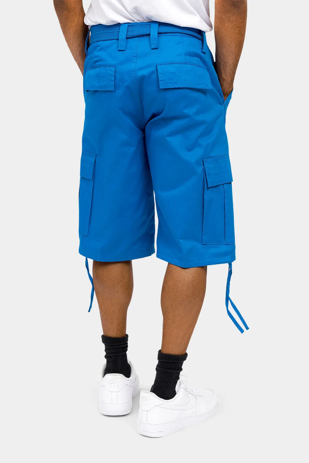 Belted Solid Cargo Shorts