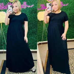 Black Baby Doll Style Maxi Dress