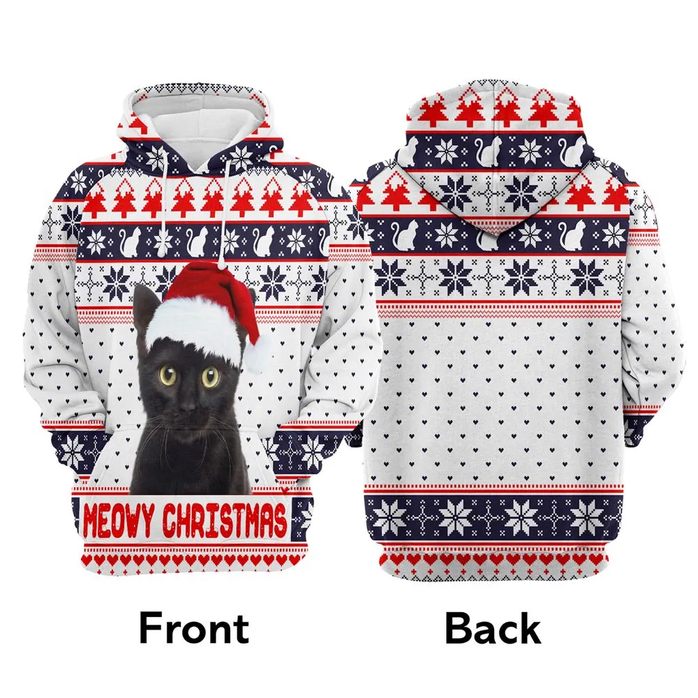 Black Cat Meowy Christmas 1 All Over Print 3D Hoodie For Men And Women, Best Gift For Cat lovers, Best Outfit Christmas