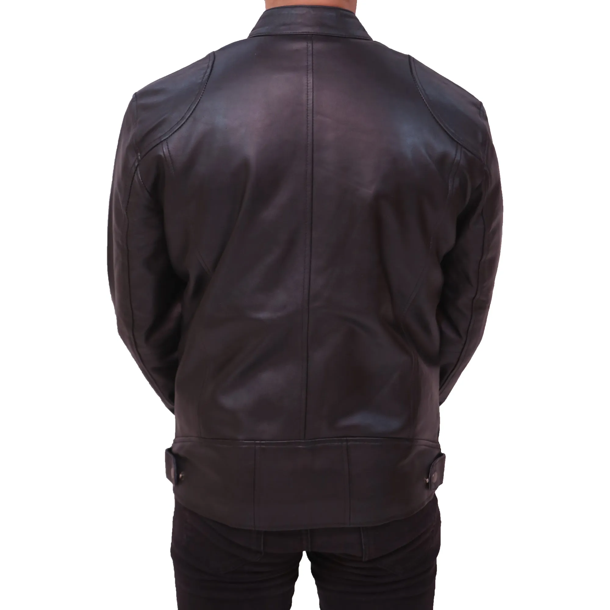 Cafe Racer Men's Black Real Leather Jacket