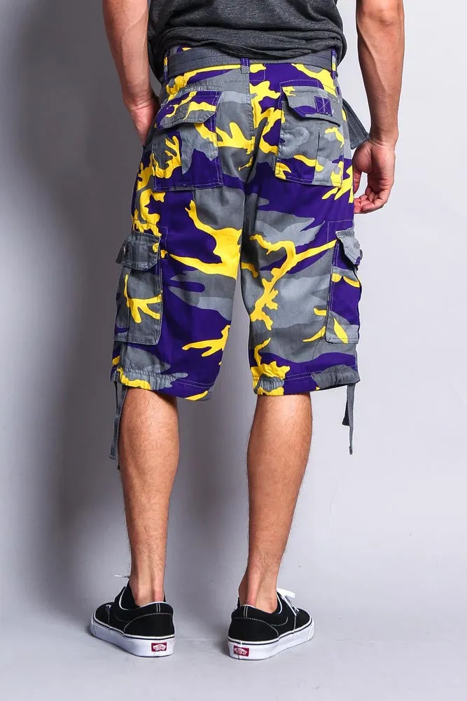 Camo Ripstop Belted Cargo Shorts