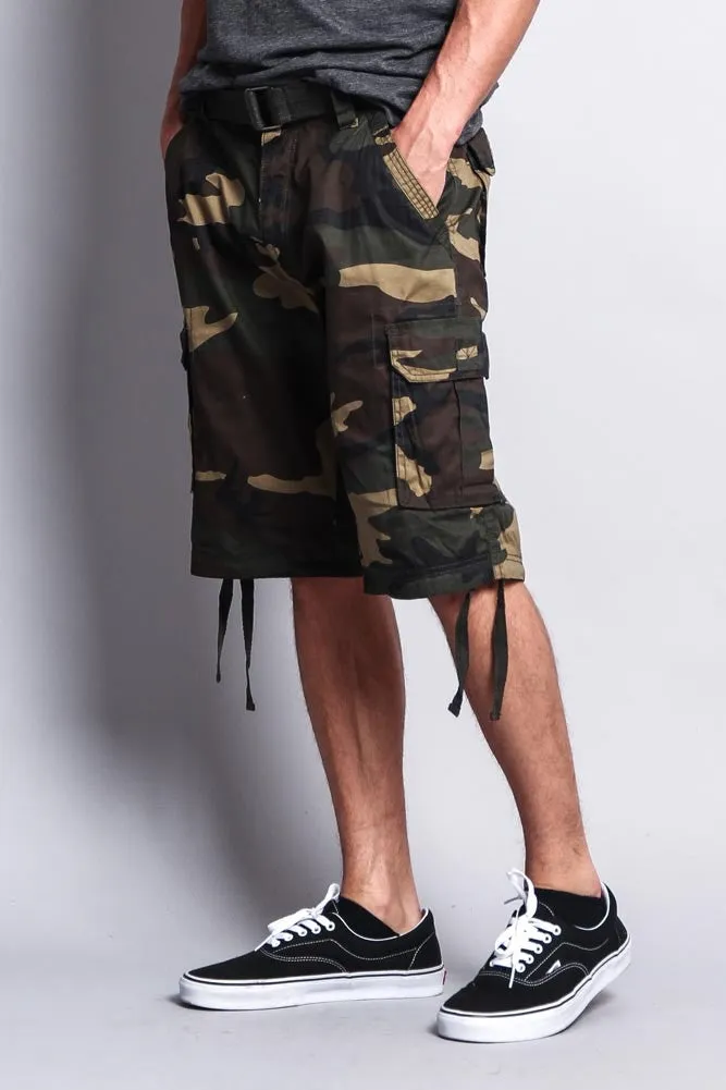 Camo Ripstop Belted Cargo Shorts