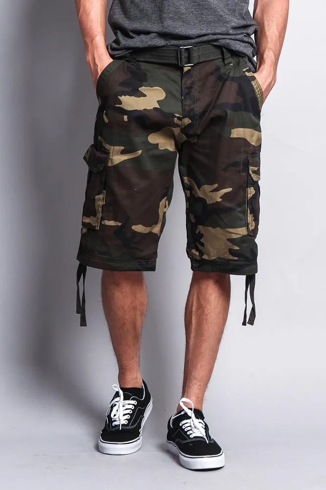 Camo Ripstop Belted Cargo Shorts