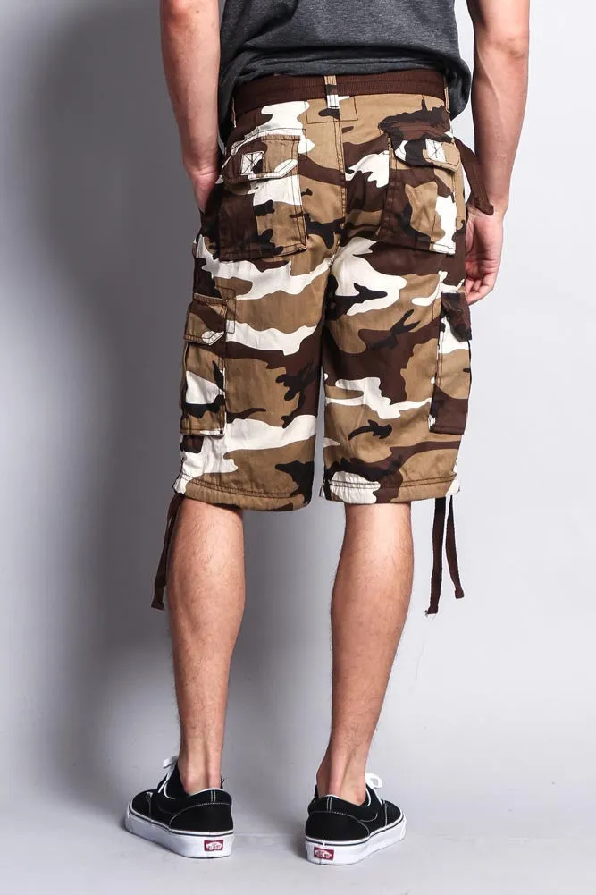 Camo Ripstop Belted Cargo Shorts