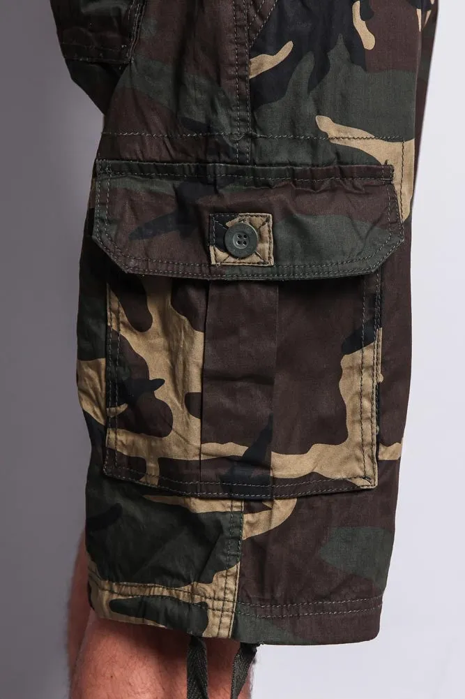 Camo Ripstop Belted Cargo Shorts