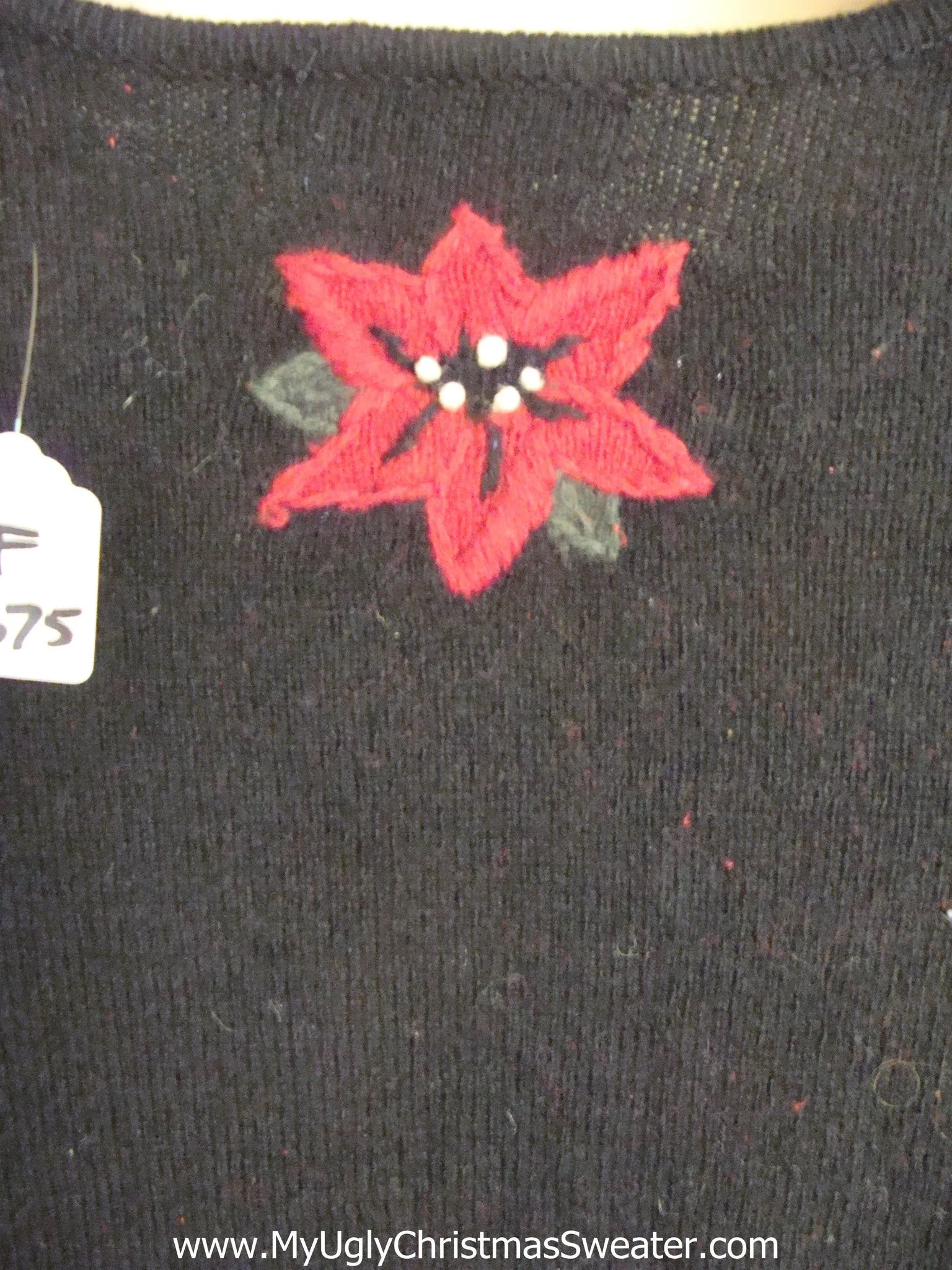 Cheap Red Poinsettia Themed Ugly Christmas Sweater