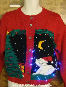 Crazy Cat Lady Light Up Ugly Xmas Sweater