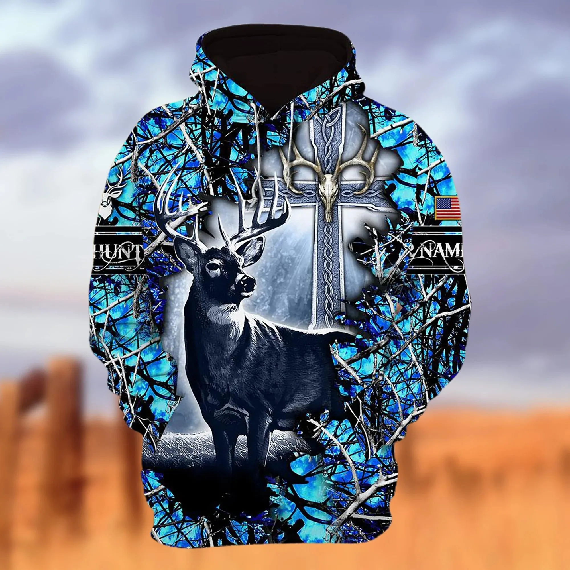 Custom Name 3D All Over Print Colorful Hunting Hoodie Deer Hunting Hoodie Deer Hunter Clothing Hunter Gift