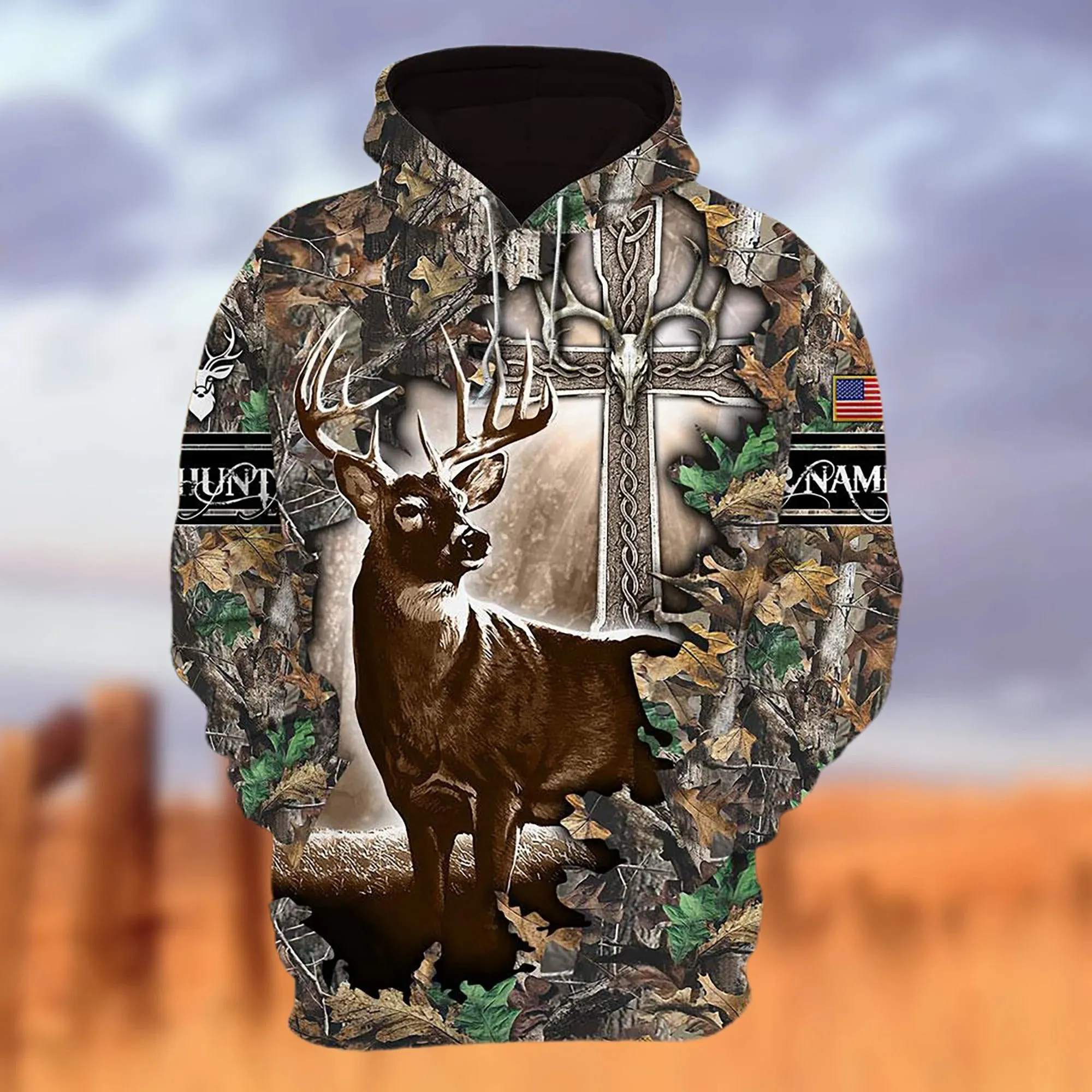 Custom Name 3D All Over Print Colorful Hunting Hoodie Deer Hunting Hoodie Deer Hunter Clothing Hunter Gift