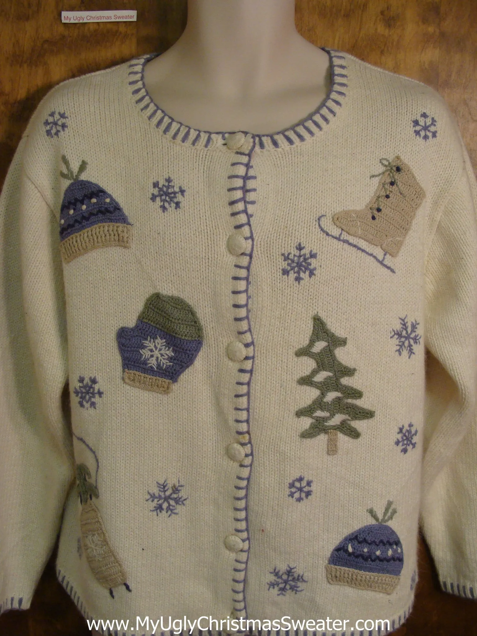 Cute Winter Themed Ivory Ugliest Christmas Sweater