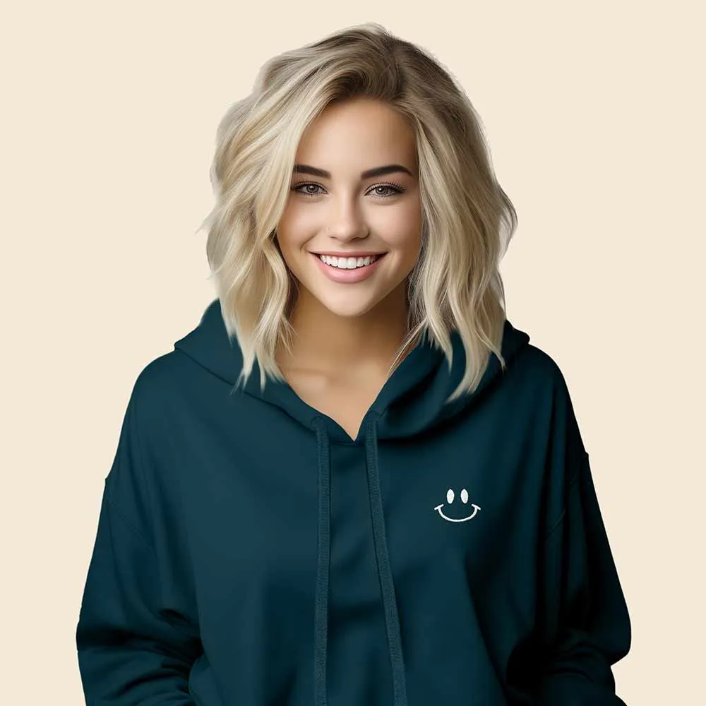 Dalix Smile Face Cropped Hoodie