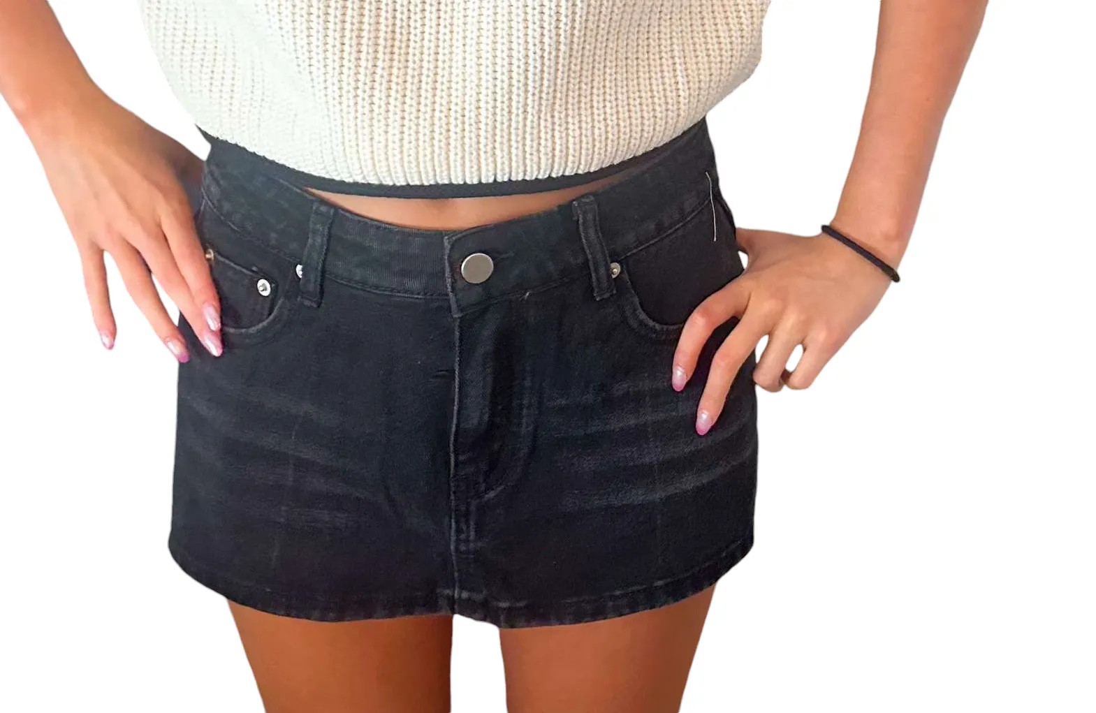 Dark denim skort