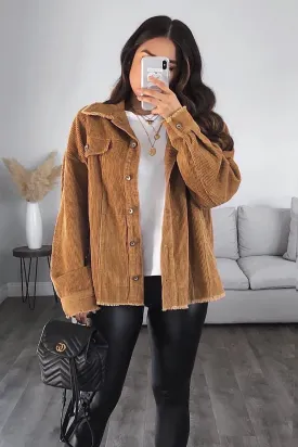 Fern Camel Distressed Corduroy Jacket