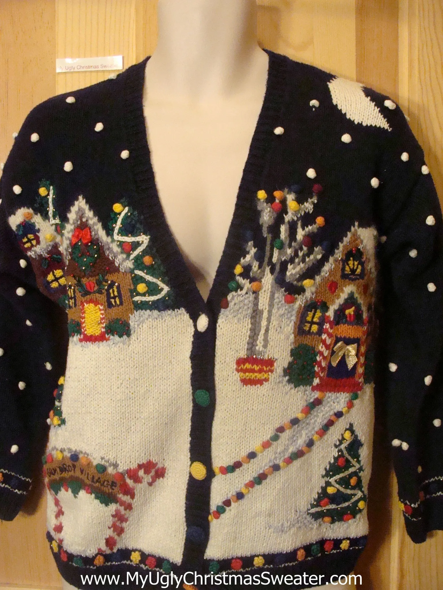 Gingerbread Village 80s Style Ugly Christmas Sweater