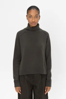 High Neck Side Slit Turtleneck, Woods