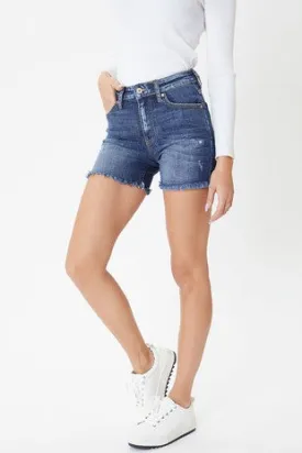 High Rise Fray Hem Shorts