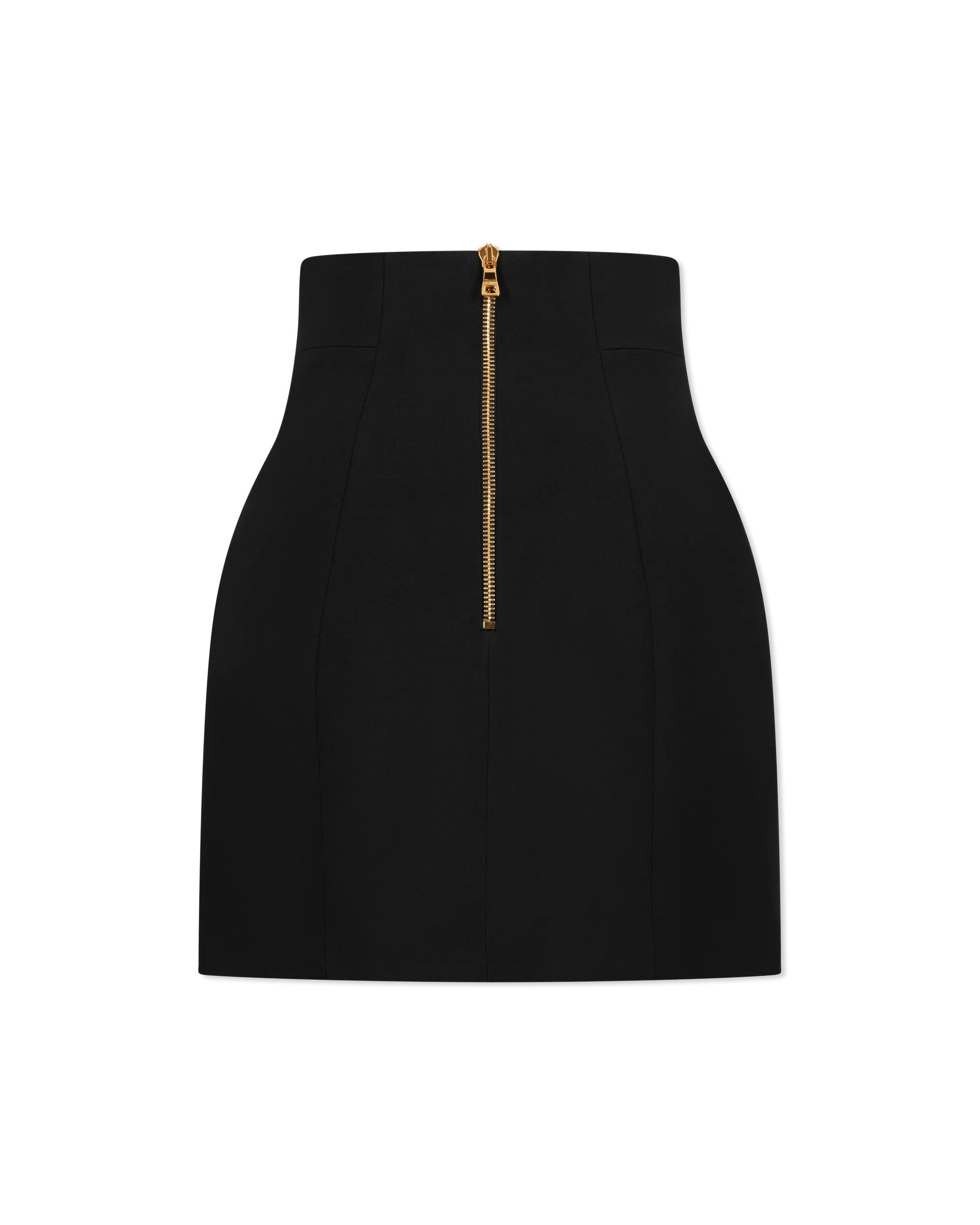 High Waisted 4 Button Wool Mini Skirt