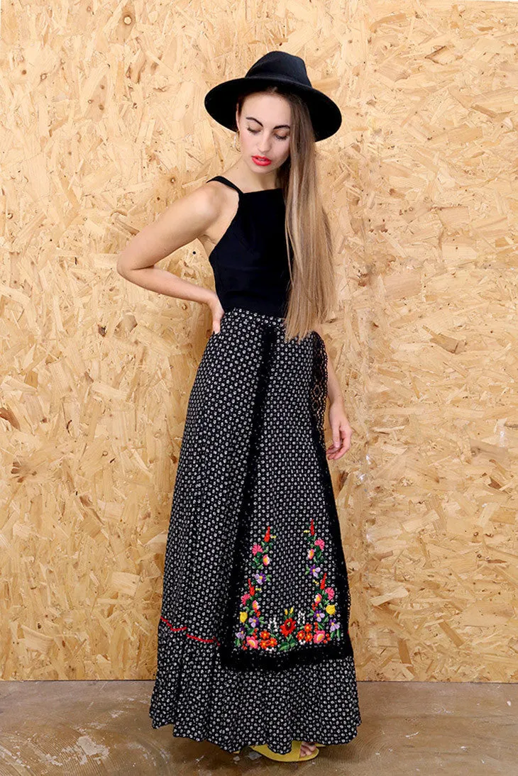 In Stitches Embroidered Maxi Skirt