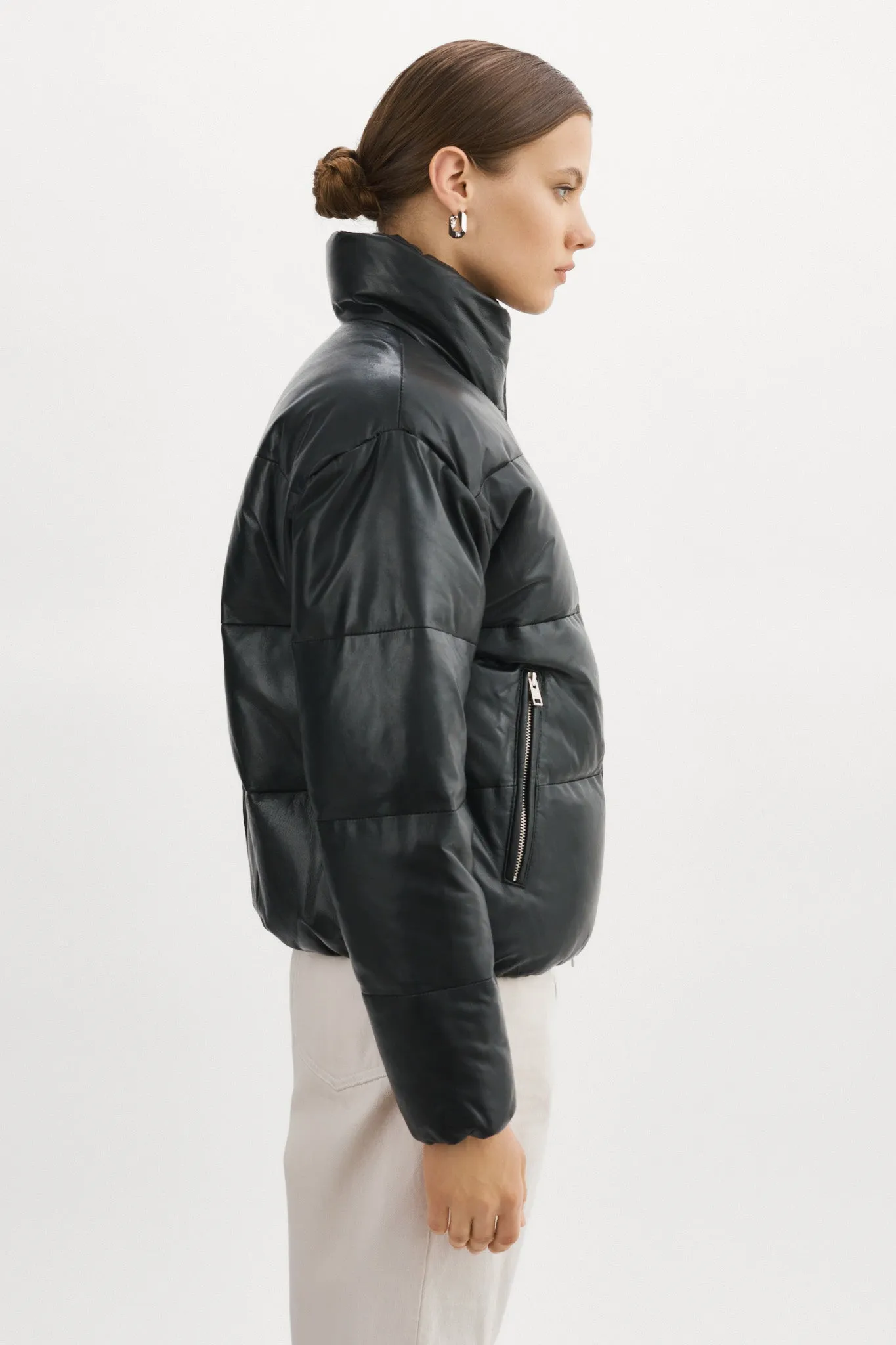 IRIS Leather Puffer Jacket