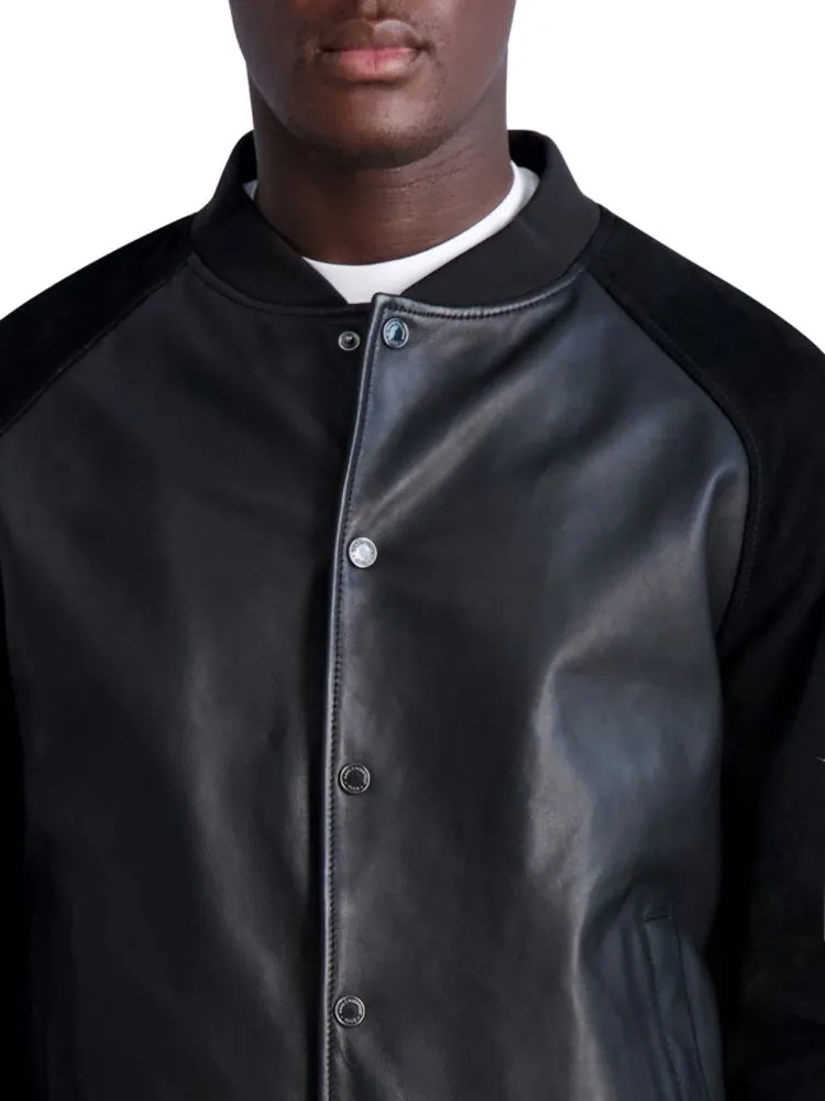 Karl Lagerfeld Paris suede leather bomber jacket, black