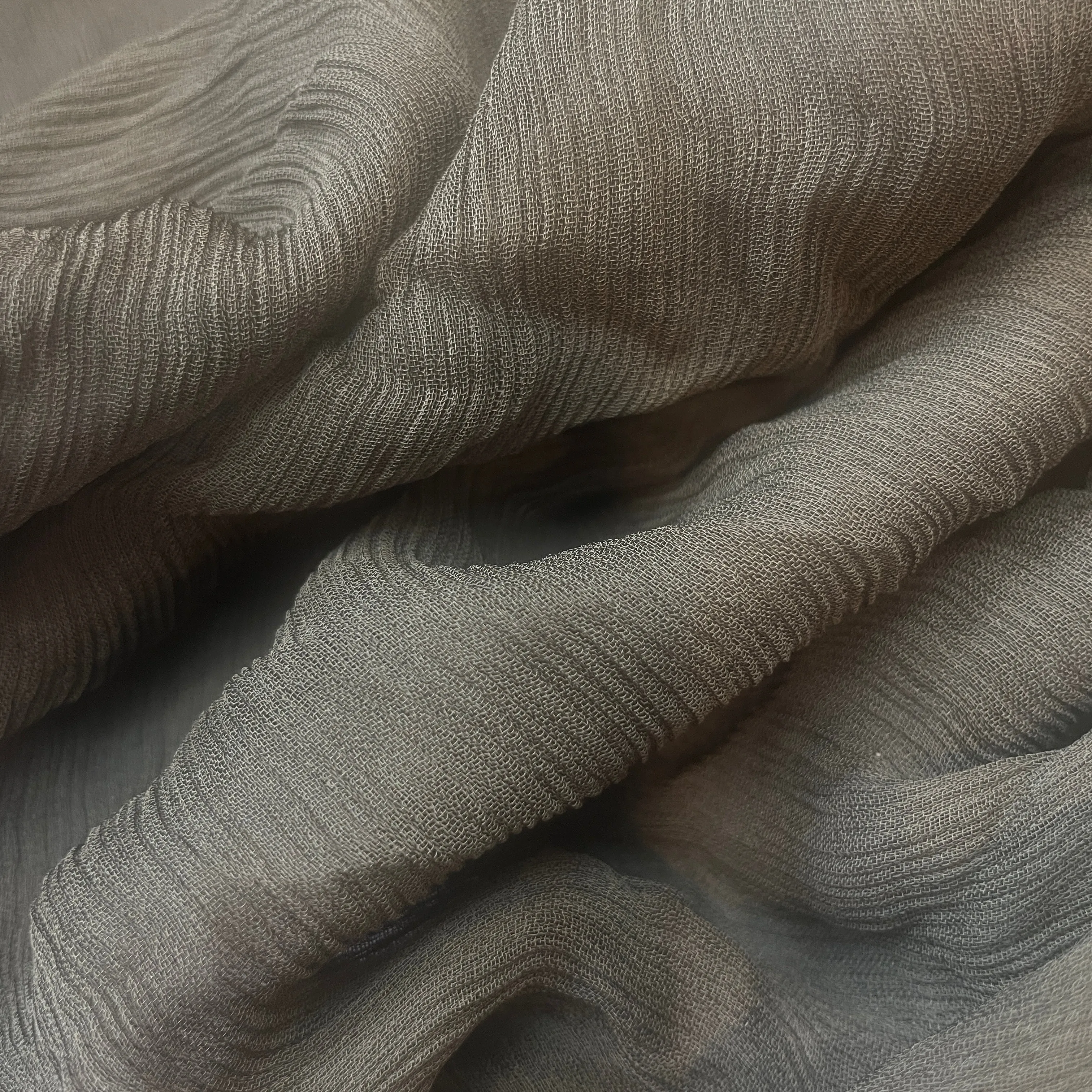 Khaki Crinkle Viscose Georgette