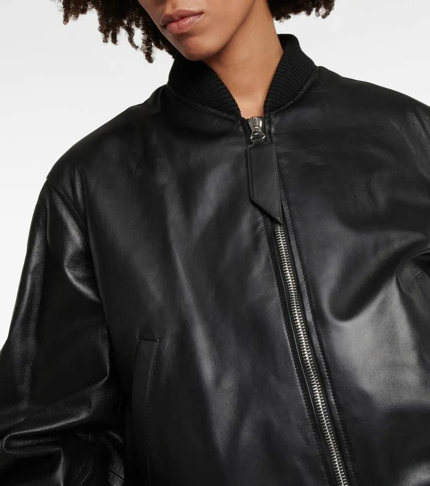 Leather bomber jacket Anja THE ATTICO, black