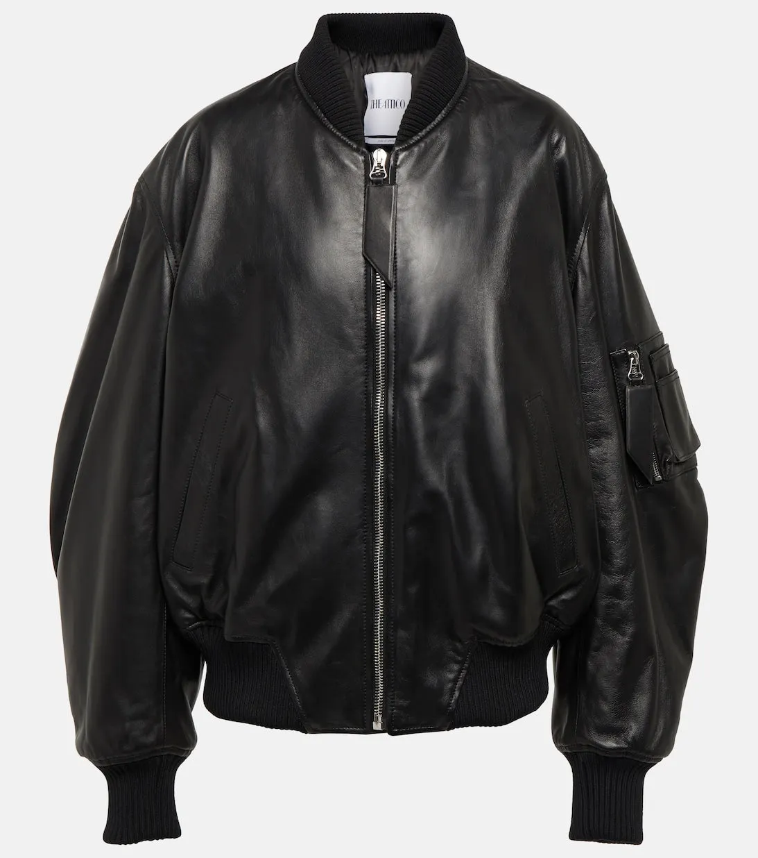 Leather bomber jacket Anja THE ATTICO, black