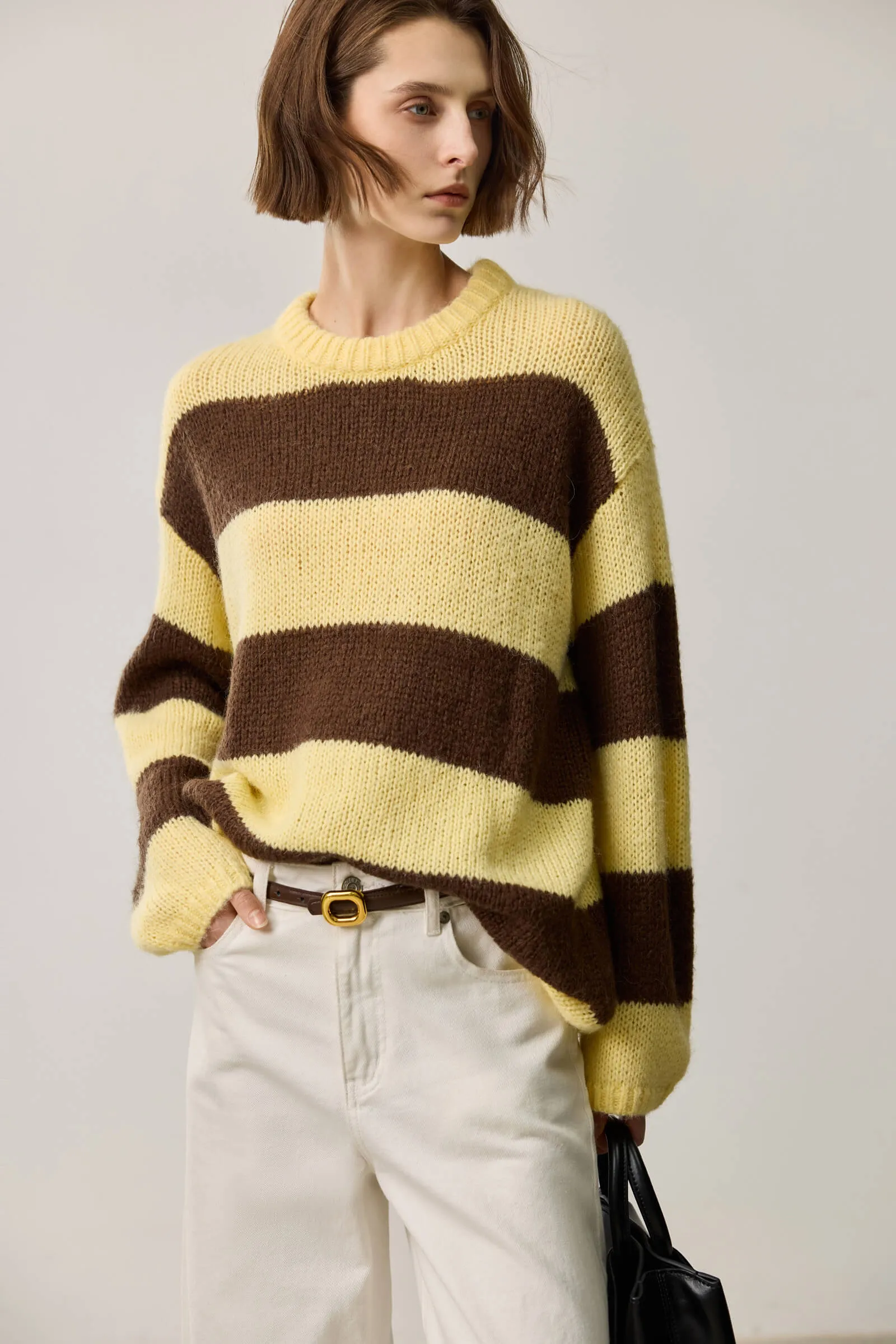 LILY Wool-Blend Mohair Colorblock Sweater