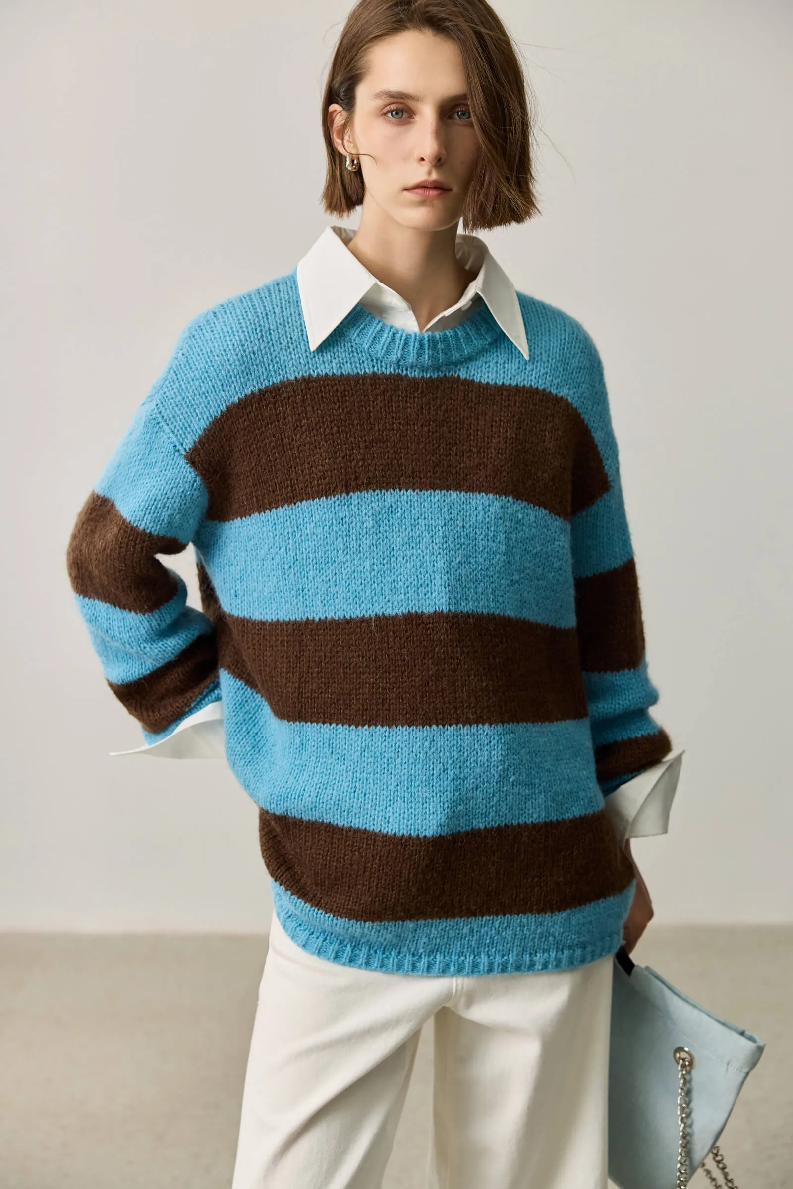 LILY Wool-Blend Mohair Colorblock Sweater