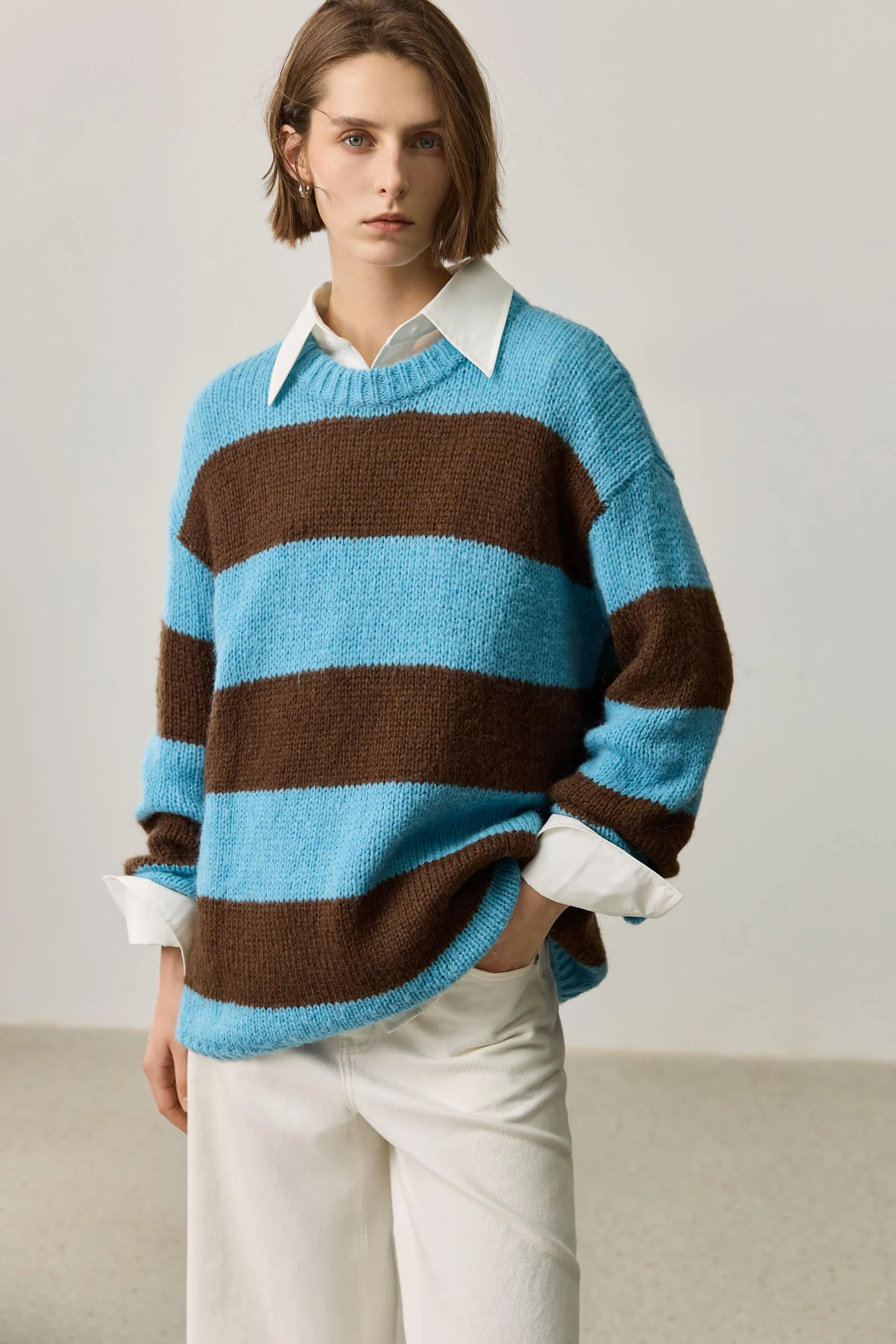 LILY Wool-Blend Mohair Colorblock Sweater