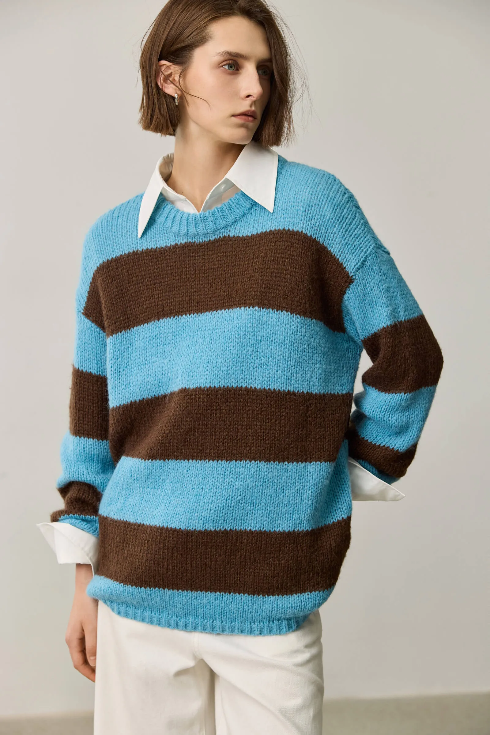 LILY Wool-Blend Mohair Colorblock Sweater