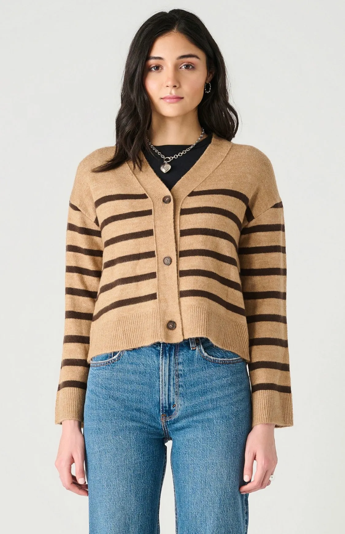 LS BUTTONED DROP SHOULDER CARDIGAN