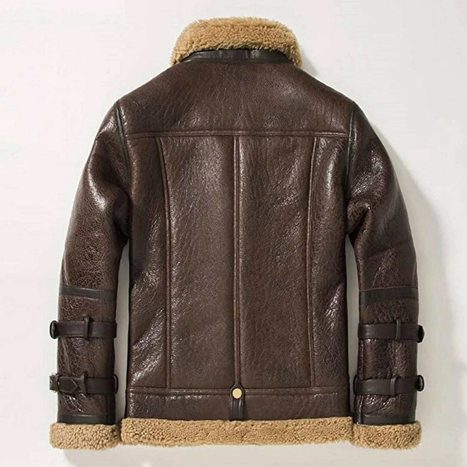 Men's B3 RAF Brown Bomber Jacket - Aviator Pilot Style, Flying Shearling Fur Lined, Real Leather Coat