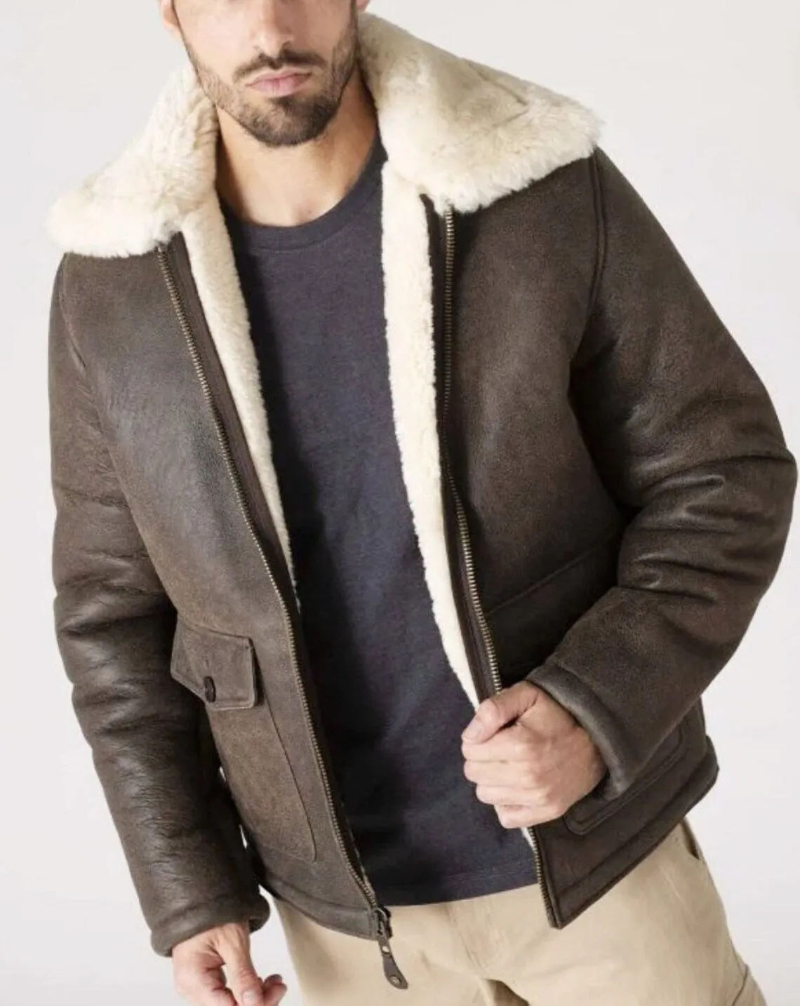 Men's Pure Leather Shearling Jacket