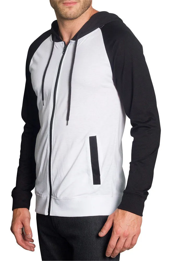 Men's Raglan Light Weight Zip Down Hoodie