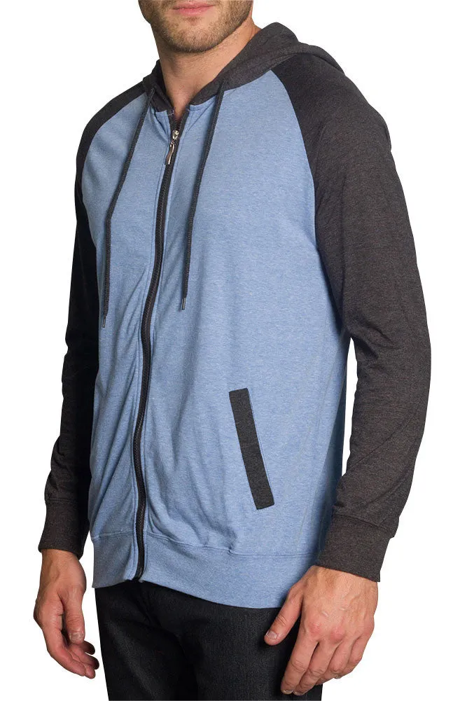 Men's Raglan Light Weight Zip Down Hoodie