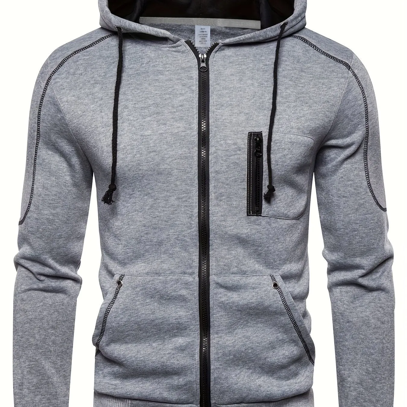 Mens Sports Hoodie with Zippered Breast Pocket