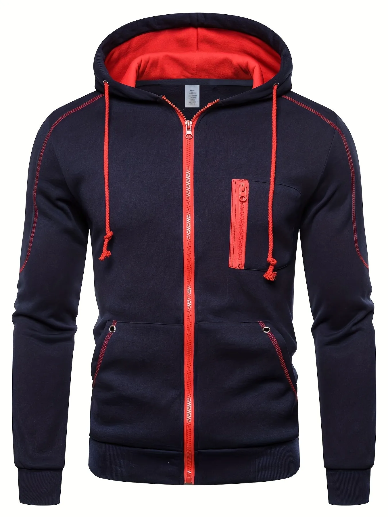 Mens Sports Hoodie with Zippered Breast Pocket