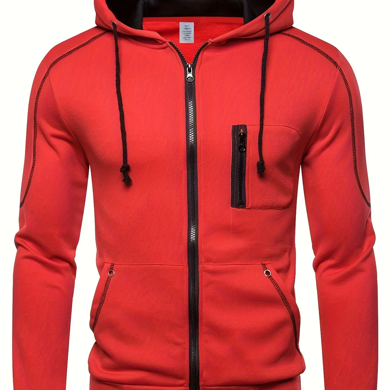 Mens Sports Hoodie with Zippered Breast Pocket