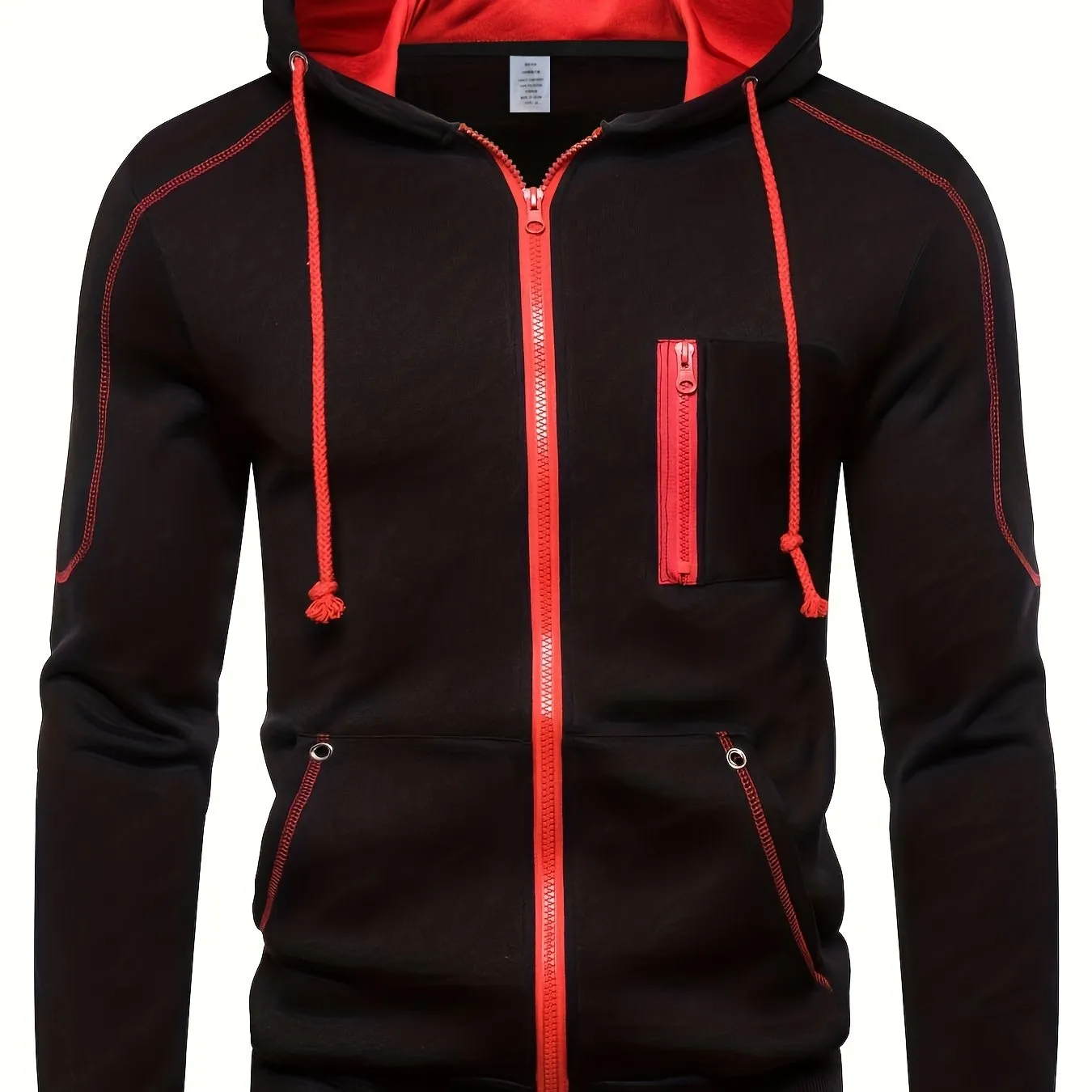 Mens Sports Hoodie with Zippered Breast Pocket