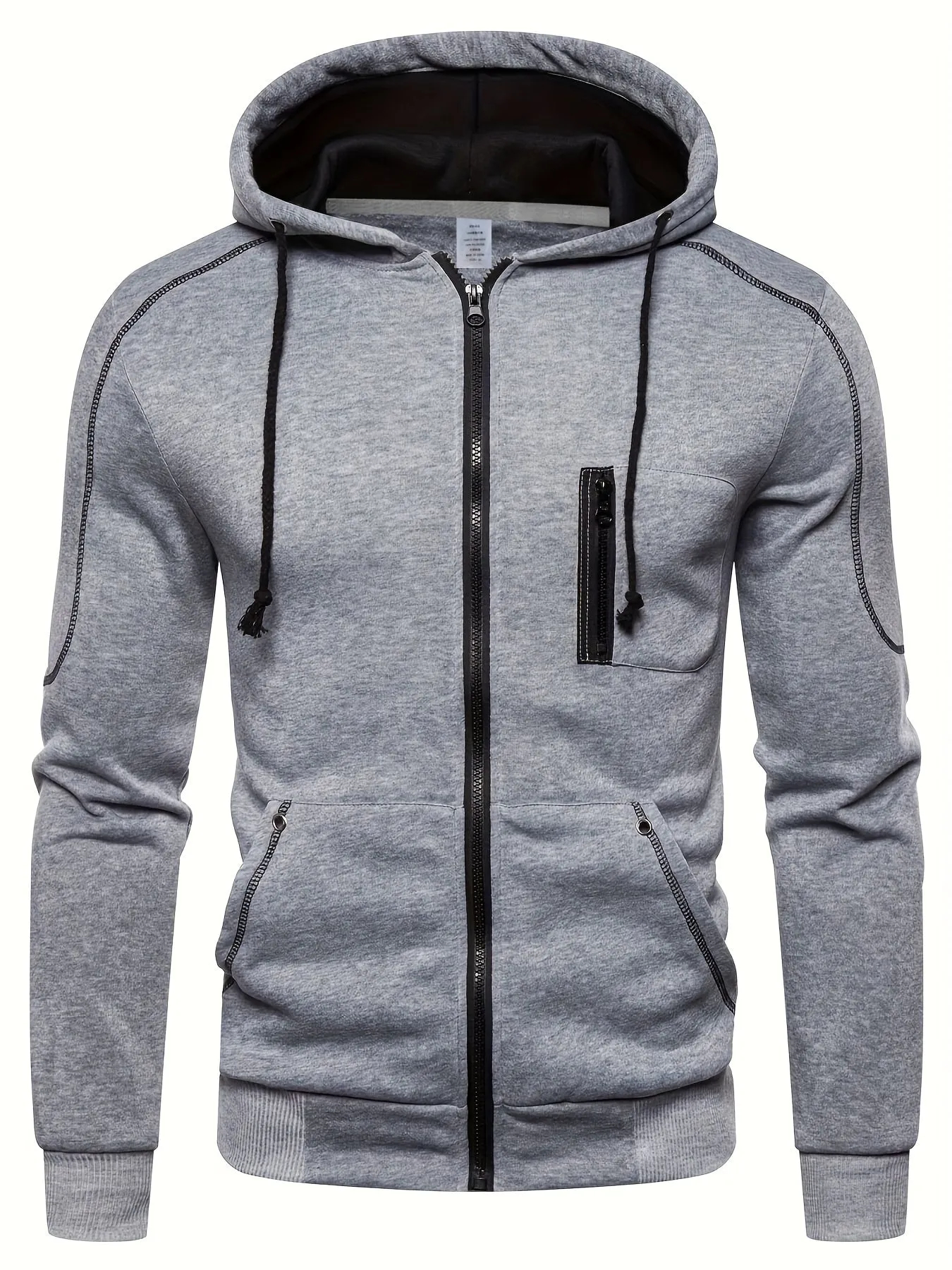 Mens Sports Hoodie with Zippered Breast Pocket