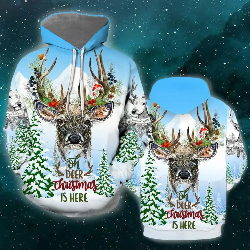 Merry Christmas With Deer All Over Print 3D Hoodie For Men And Women, Christmas Gift, Warm Winter Clothes, Best Outfit Christmas