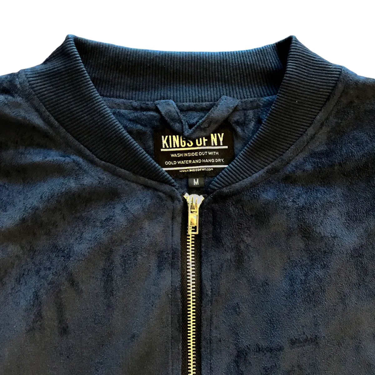 Navy Blue Faux Suede Mens Bomber Jacket