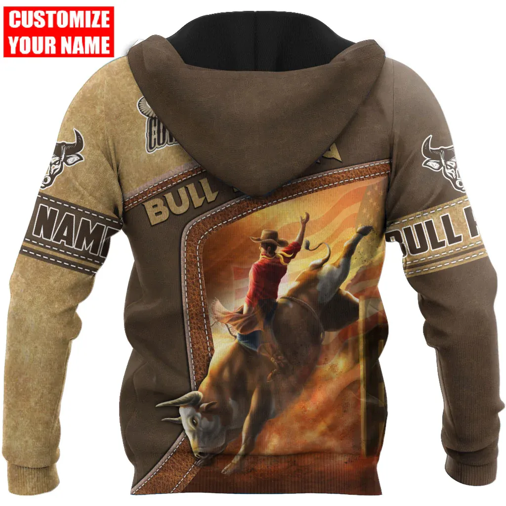 Personal With Name 3D Bull Riding Hoodie, 3D Cowboy Hoodie, Birthday Gift For Cowboy Man Women