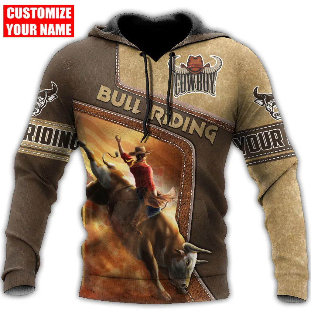 Personal With Name 3D Bull Riding Hoodie, 3D Cowboy Hoodie, Birthday Gift For Cowboy Man Women